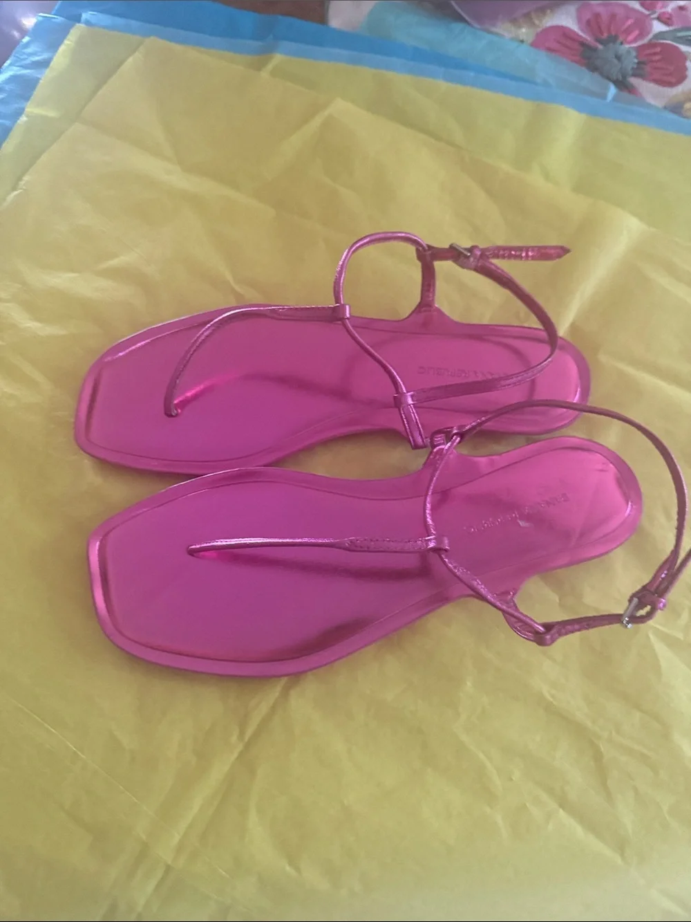 Banana Republic Metallic Fuchsia T-Strap Sandals